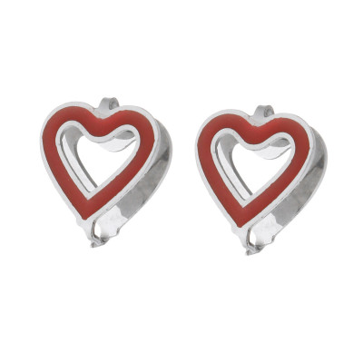 Heart shell with colored enamel, surgical steel