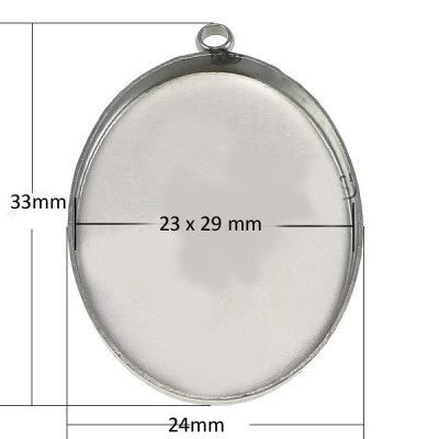 Surgical steel 33 x 24mm bed