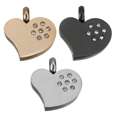 Pendant HEART WITH CHATONS, surgical steel, three color variants