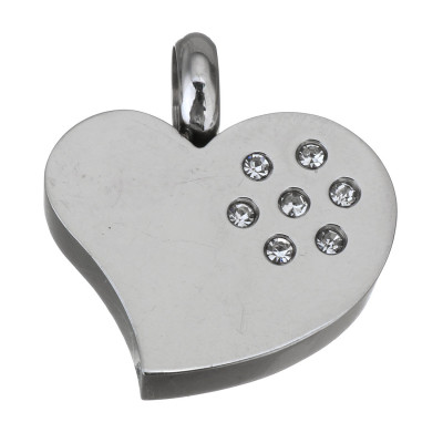 Pendant HEART WITH CHATONS, surgical steel, three color variants