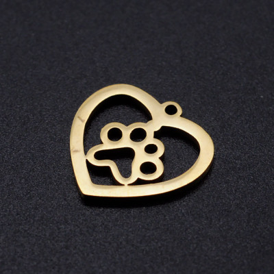 Pendant heart with paw two color variants