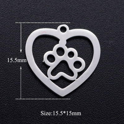 Pendant heart with paw two color variants