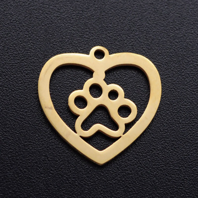 Pendant heart with paw two color variants