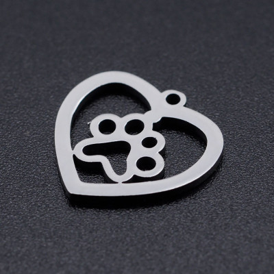 Pendant heart with paw two color variants