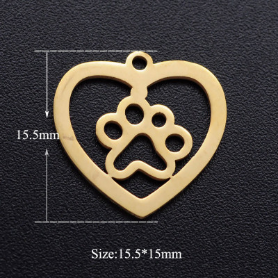 Pendant heart with paw two color variants
