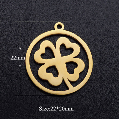 Four-leaf clover pendant IN THE WHEEL, two color options, surgical steel