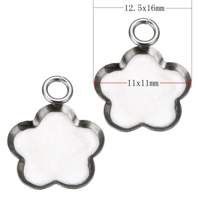 Pendant flower bed small12,5 x 16mm from surgical steel