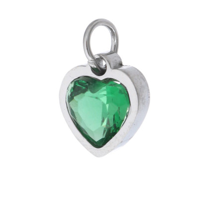 Heart pendant with colored stone, surgical steel