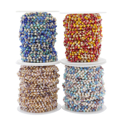 Chain fabric with colored surgical steel beads