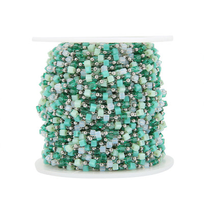 Chain fabric, beads, cubes in a mix of mint colors, surgical steel