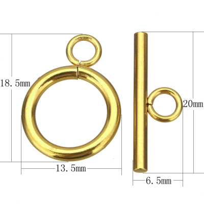 American surgical steel clasp, ring size 14mm, gold plating