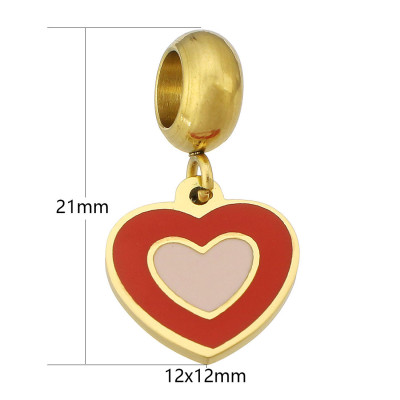 Pendant with a large hole HEART made of surgical steel 4 color variants