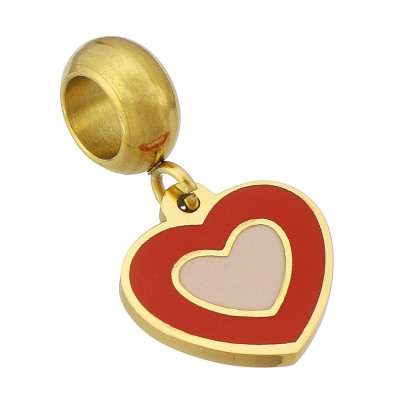 Pendant with a large hole HEART made of surgical steel 4 color variants