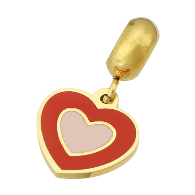 Pendant with a large hole HEART made of surgical steel 4 color variants