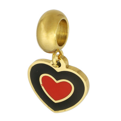 Pendant with a large hole HEART made of surgical steel 4 color variants