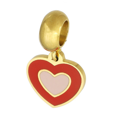 Pendant with a large hole HEART made of surgical steel 4 color variants