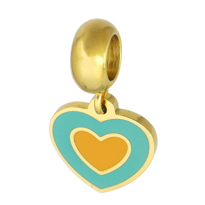 Pendant with a large hole HEART made of surgical steel 4 color variants