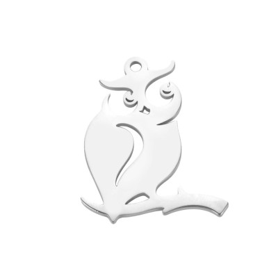 Surgical steel owl pendant
