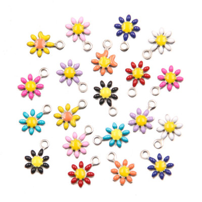 Flower pendant with colored enamel, surgical steel