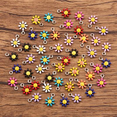 Flower pendant with colored enamel, surgical steel