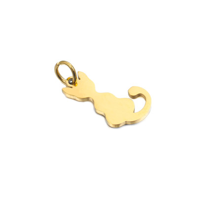 Pendant cat silhouette smaller surgical steel two color variants