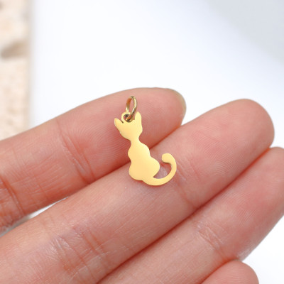 Pendant cat silhouette smaller surgical steel two color variants