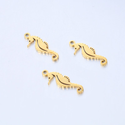 Surgical steel seahorse pendant, two color options