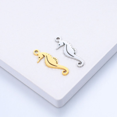Surgical steel seahorse pendant, two color options