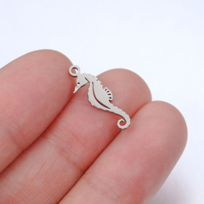 Surgical steel seahorse pendant, two color options