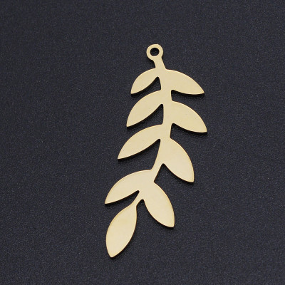 Leaf pendant surgical steel two color variants