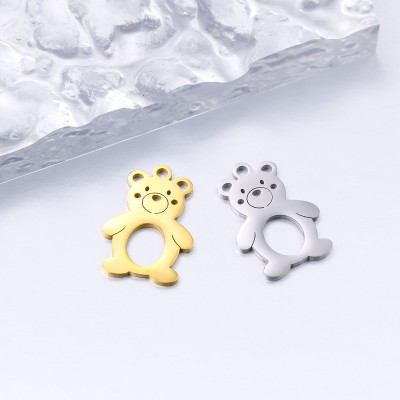 Pendant teddy bear surgical steel two color variants