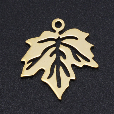 Pendant maple leaf surgical steel two color variants