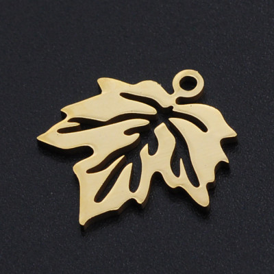 Pendant maple leaf surgical steel two color variants