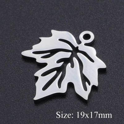 Pendant maple leaf surgical steel two color variants