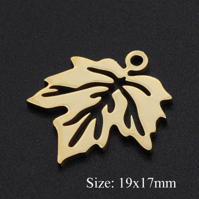 Pendant maple leaf surgical steel two color variants