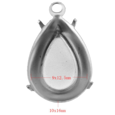Pendant drop small with straps 9 x 12,5mm from surgical steel
