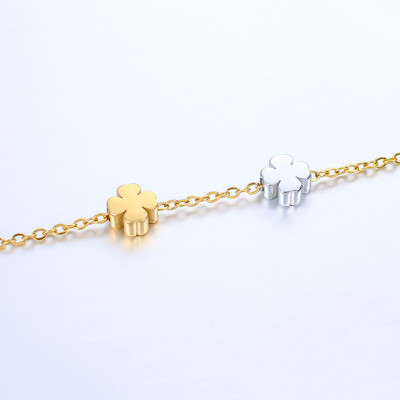 Four-leaf clover bead two color combinations surgical steel