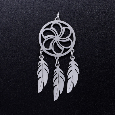 Surgical steel dream catcher pendant, two color options