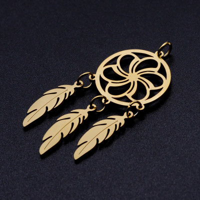Surgical steel dream catcher pendant, two color options