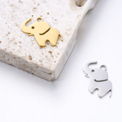 Elephant pendant, surgical steel, two color options