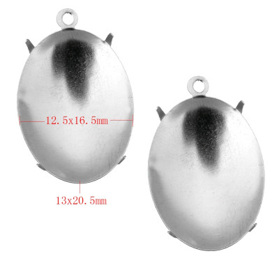 Pendant oval with straps 12,5 x 16,5mm in surgical steel