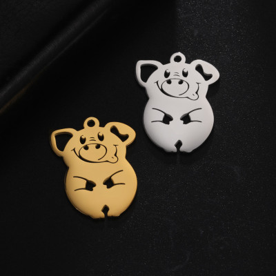 Pendant pig surgical steel two color variants