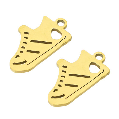 Tennis shoe pendant, surgical steel, two color variants