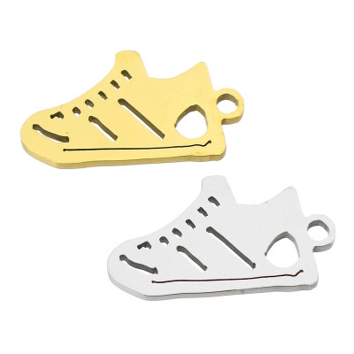 Tennis shoe pendant, surgical steel, two color variants