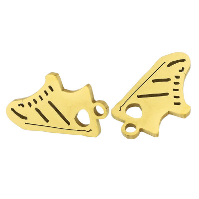 Tennis shoe pendant, surgical steel, two color variants