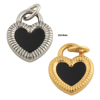 Surgical steel heart pendant, two color options