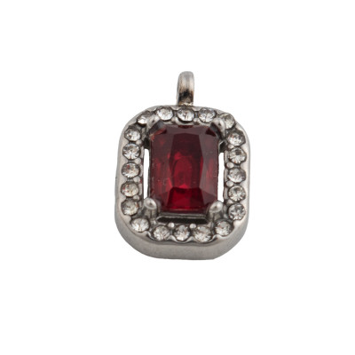 Rectangle pendant with colored stone, surgical steel, 4 color options