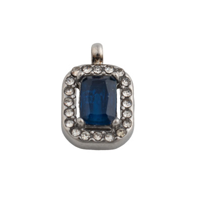 Rectangle pendant with colored stone, surgical steel, 4 color options