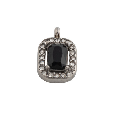 Rectangle pendant with colored stone, surgical steel, 4 color options