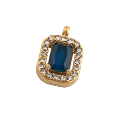 Rectangle pendant with colored stone, surgical steel, 4 color options